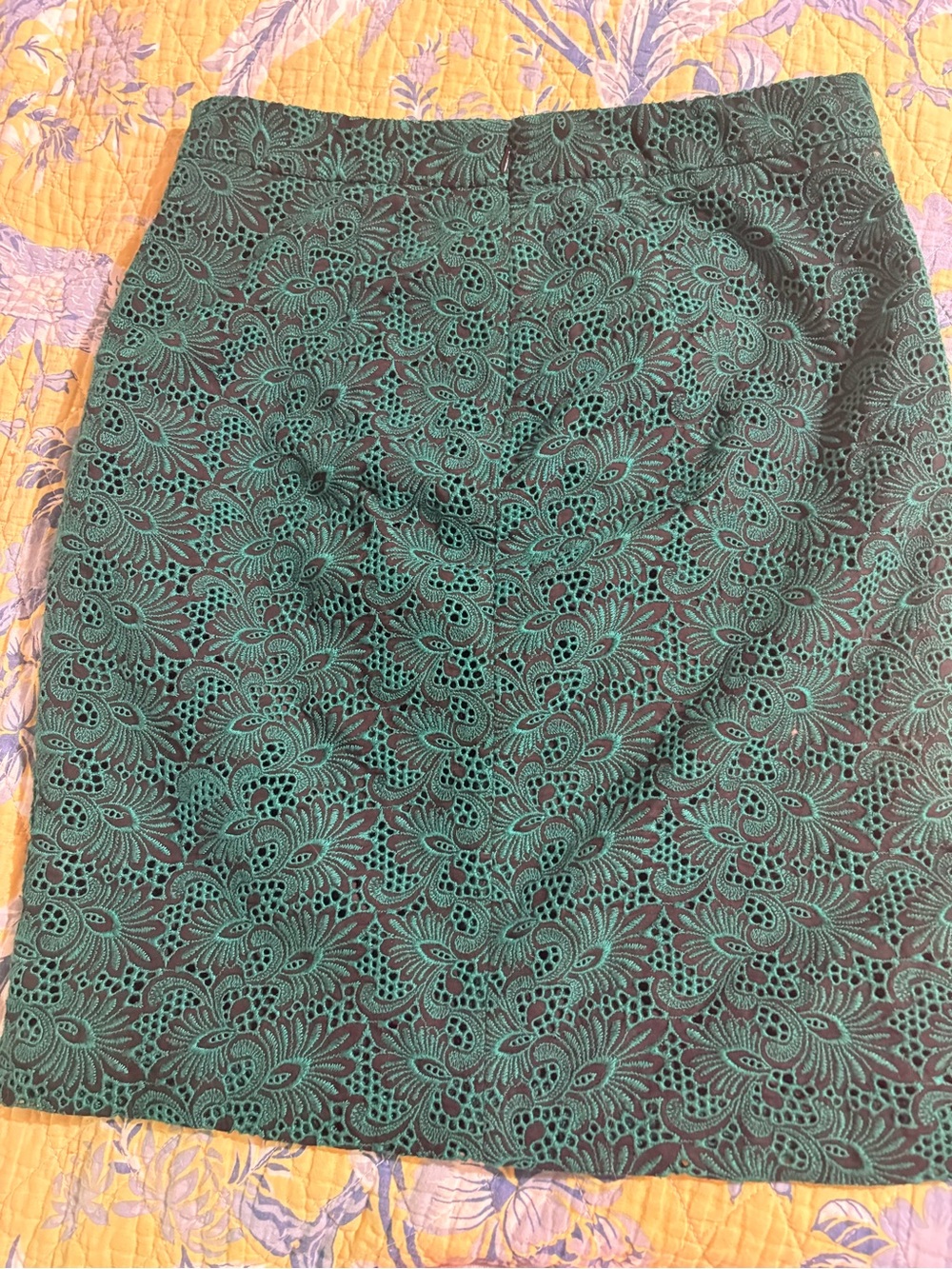LOFT Teal Lace Overlay Pencil Skirt - Picture 2 of 9